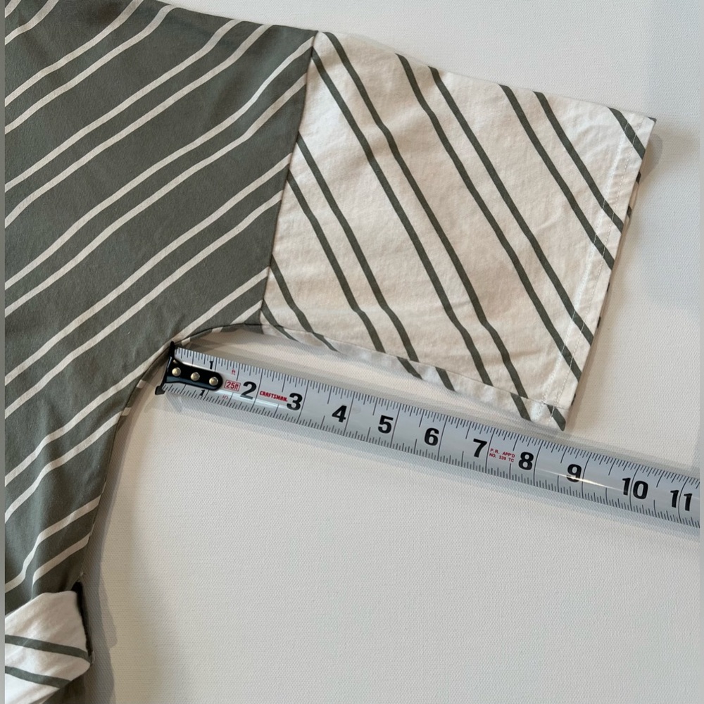 Pact 100% Organic Cotton Olive and Cream Striped Robe 3/4 Sleeve Size XS - Picture 6 of 12